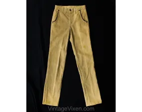1970s Tan Corduroy Skinny Pants by Levi's - Boys 14 or Mens XS Light Brown Cotton Hippie Trousers - 70s Levis Denim Label - Waist 27