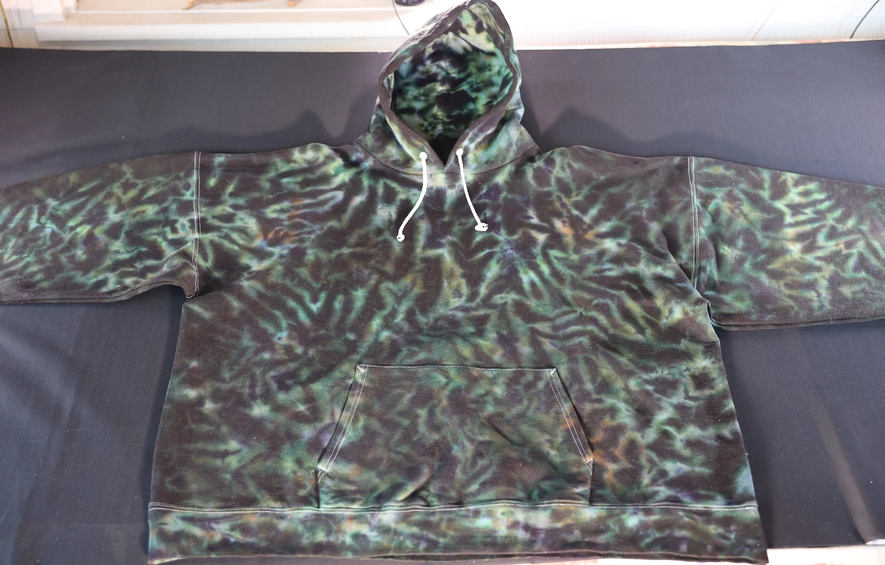 3X Camo Scrunch Tie Dye on a Hanes Ultimate Cotton Pullover Hoodie