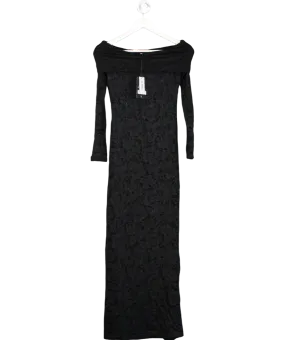 4th & Reckless Black Niam Bardot Lace Midaxi Dress UK 6