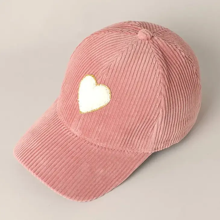 Brianna Heart Corduroy Cap