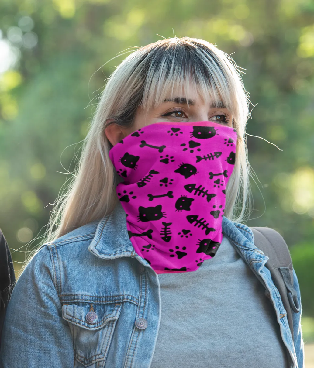 Cats & Bones Pink Neck Gaiter