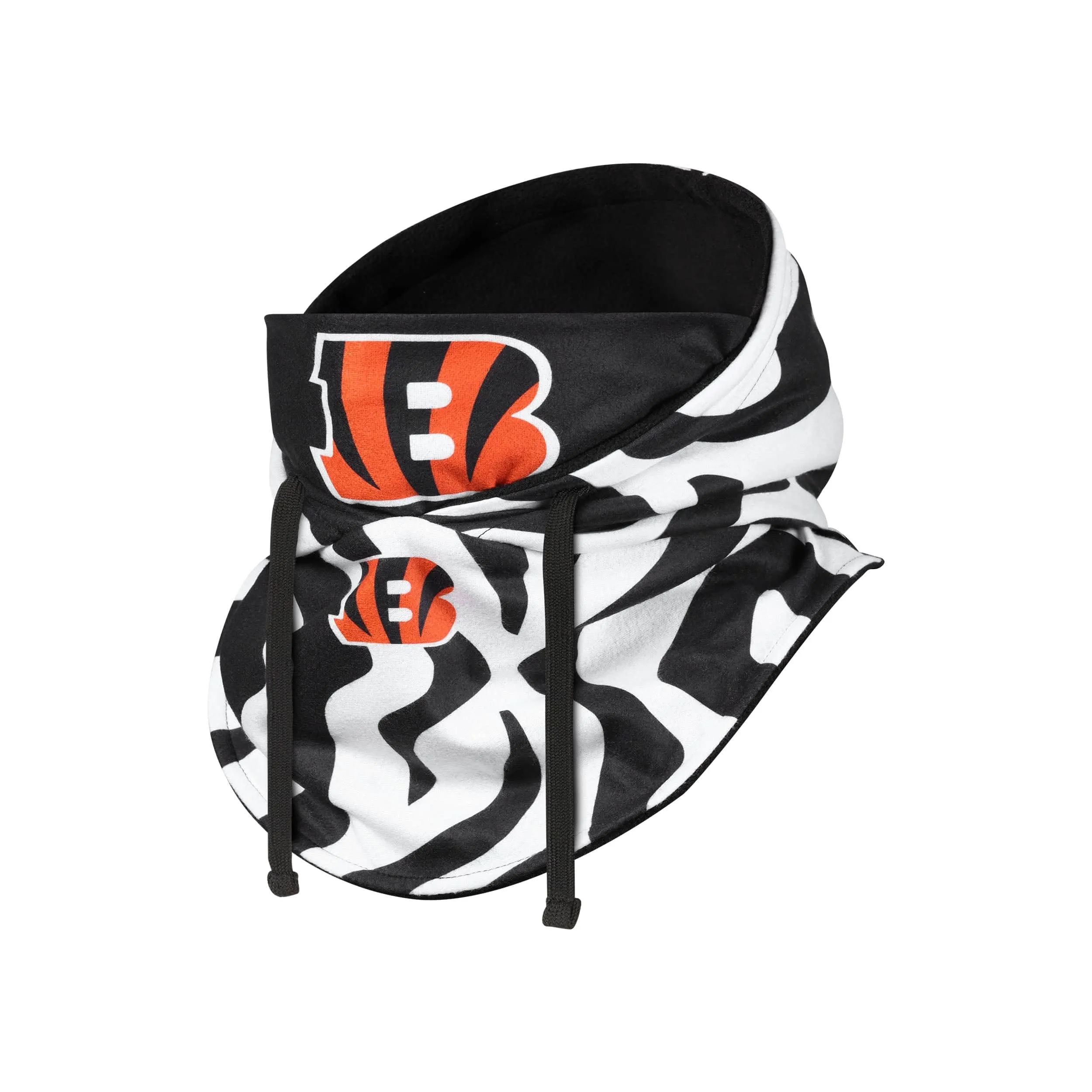 Cincinnati Bengals NFL White Stripe Drawstring Hooded Gaiter