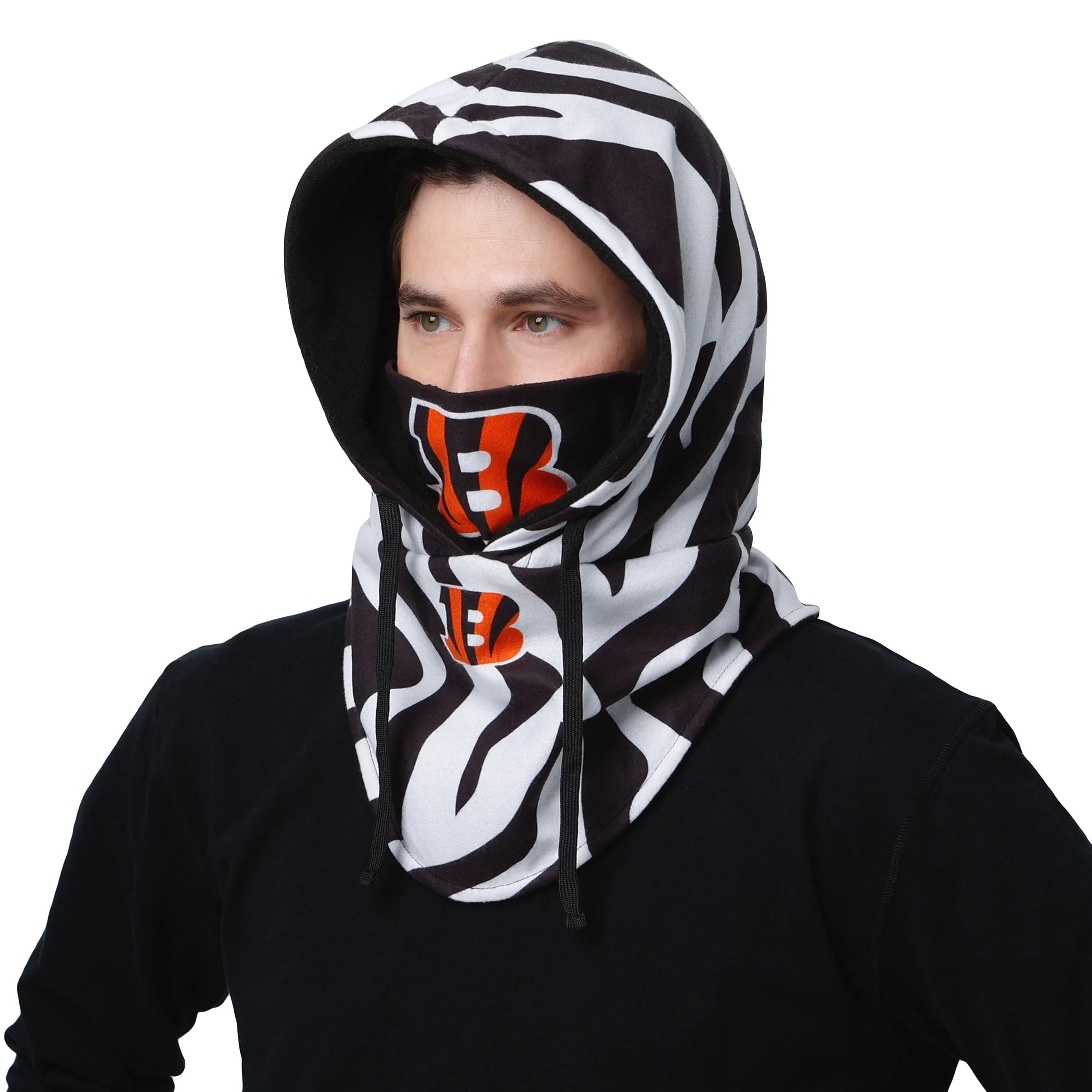Cincinnati Bengals NFL White Stripe Drawstring Hooded Gaiter