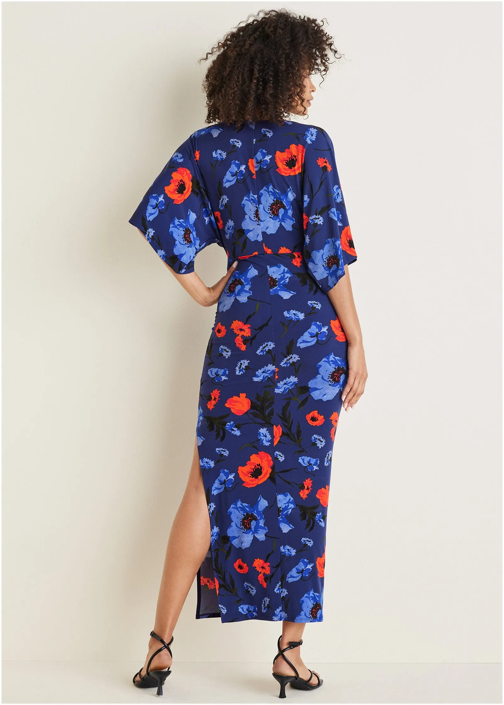 Drape Sleeve Maxi Dress - Forest Floral Iris