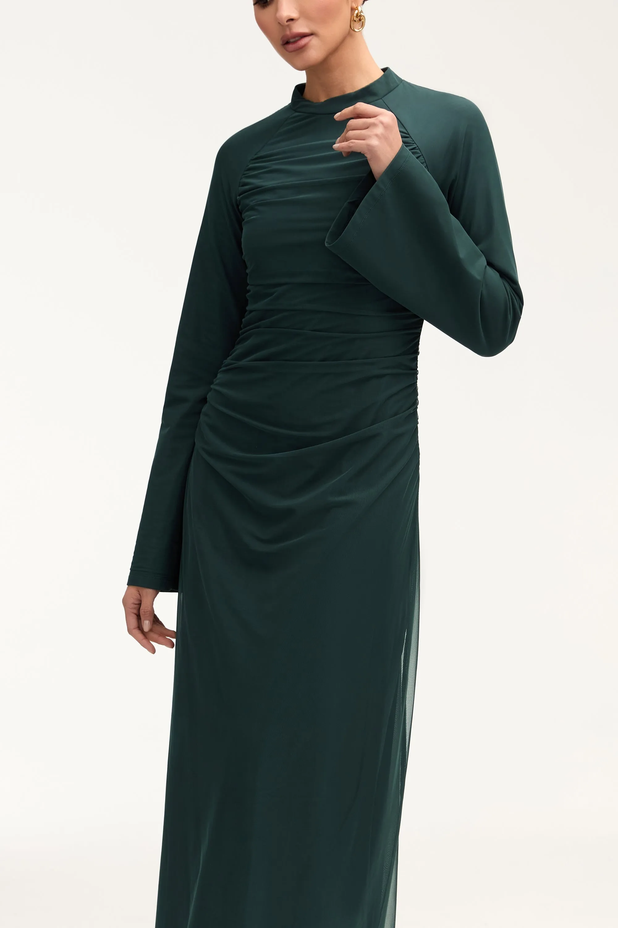 Emilia Rouched Maxi Dress - Enchanted Forest