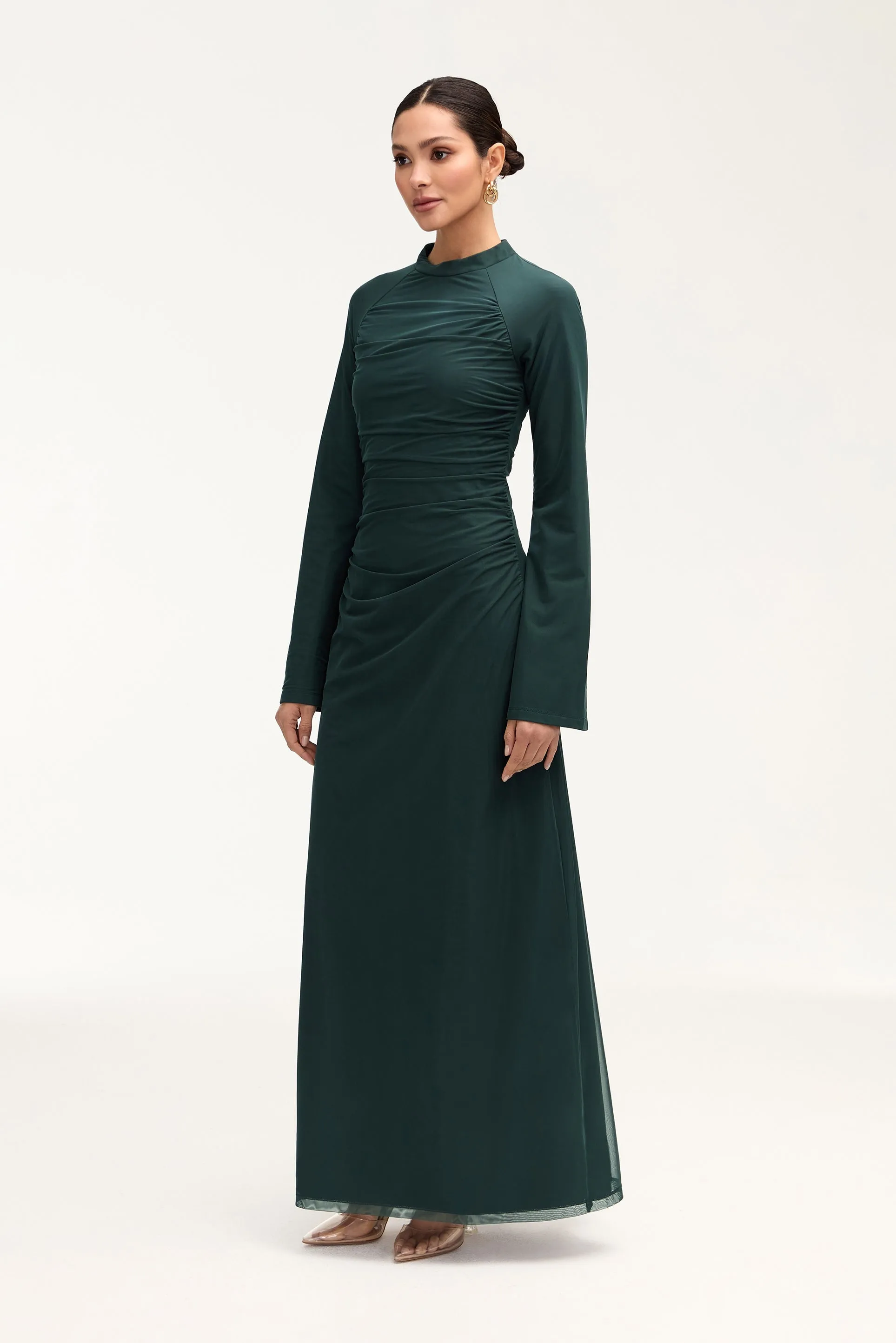 Emilia Rouched Maxi Dress - Enchanted Forest