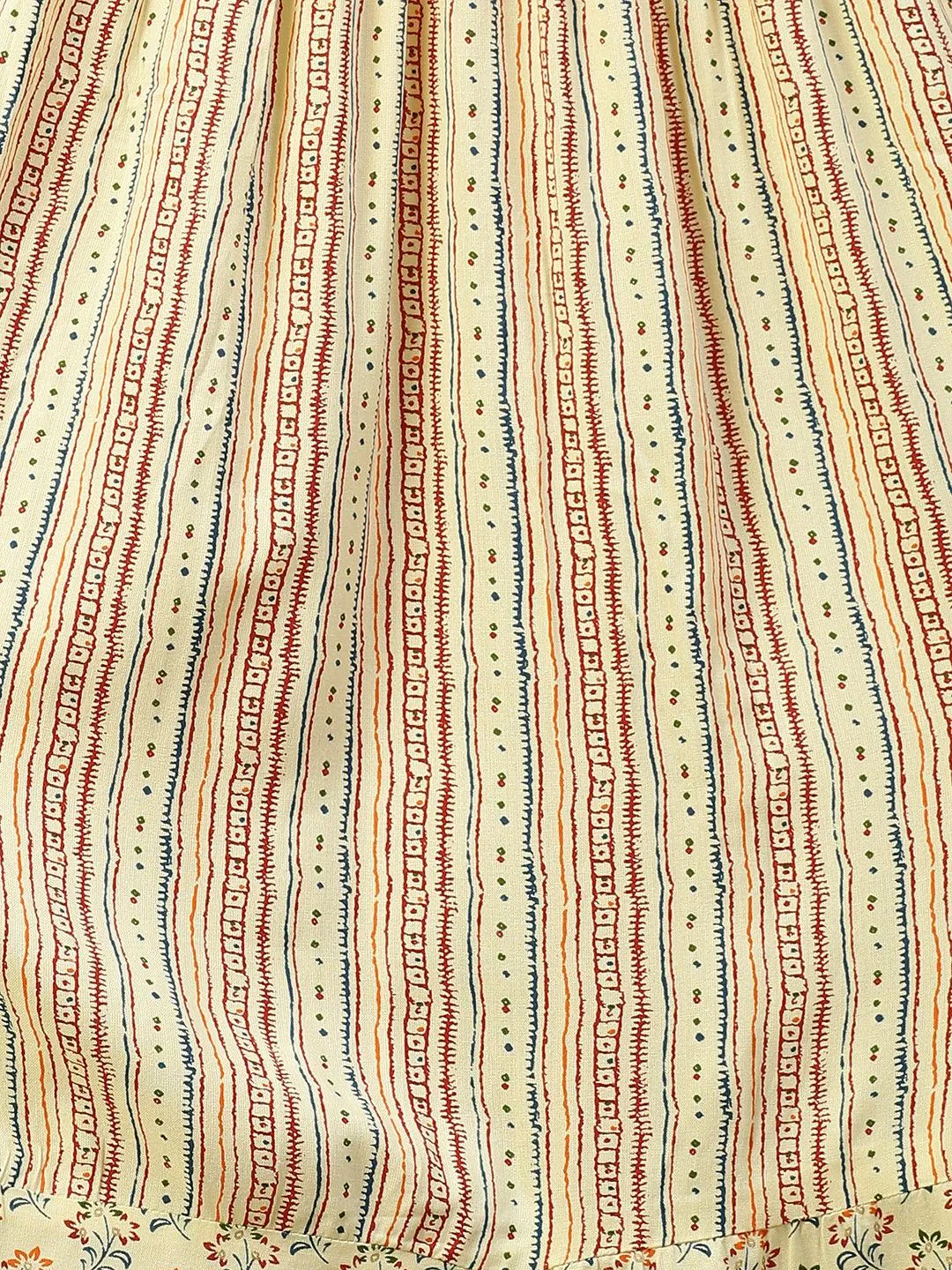 Ethnic Printed Flounce Flared Dress - Pastel Yellow