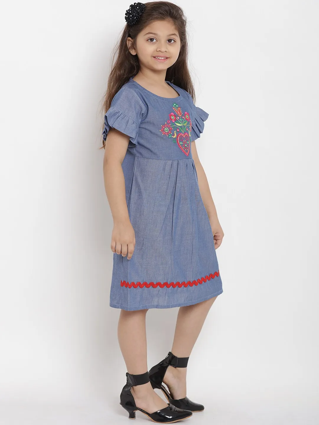 Girl's Blue A-Line Dress  - NOZ2TOZ KIDS