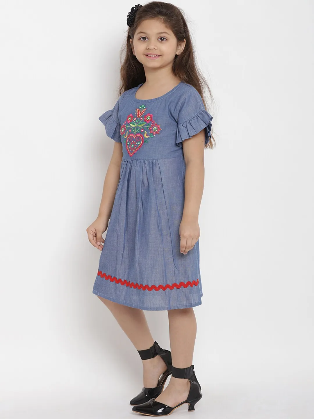 Girl's Blue A-Line Dress  - NOZ2TOZ KIDS