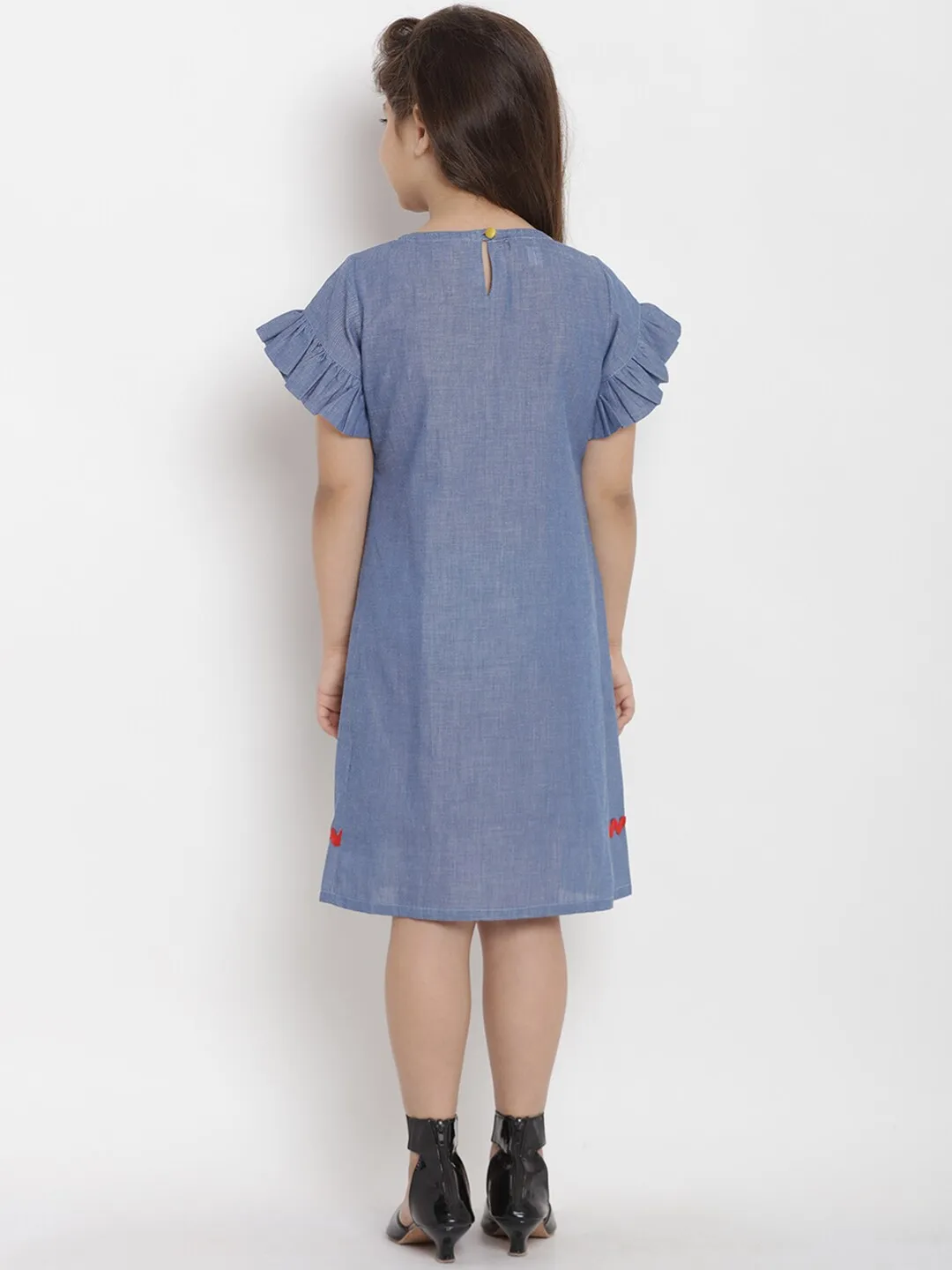 Girl's Blue A-Line Dress  - NOZ2TOZ KIDS