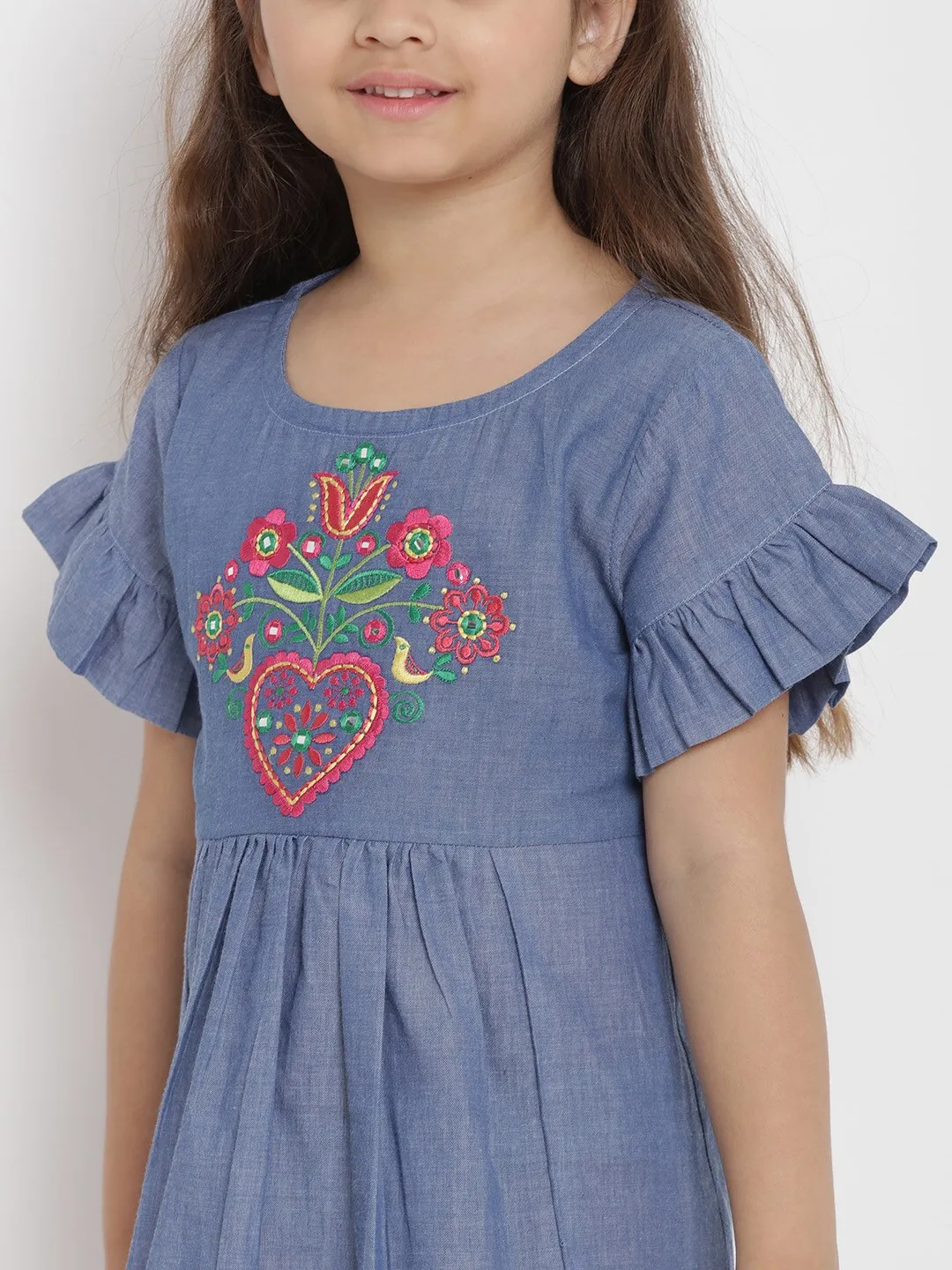 Girl's Blue A-Line Dress  - NOZ2TOZ KIDS