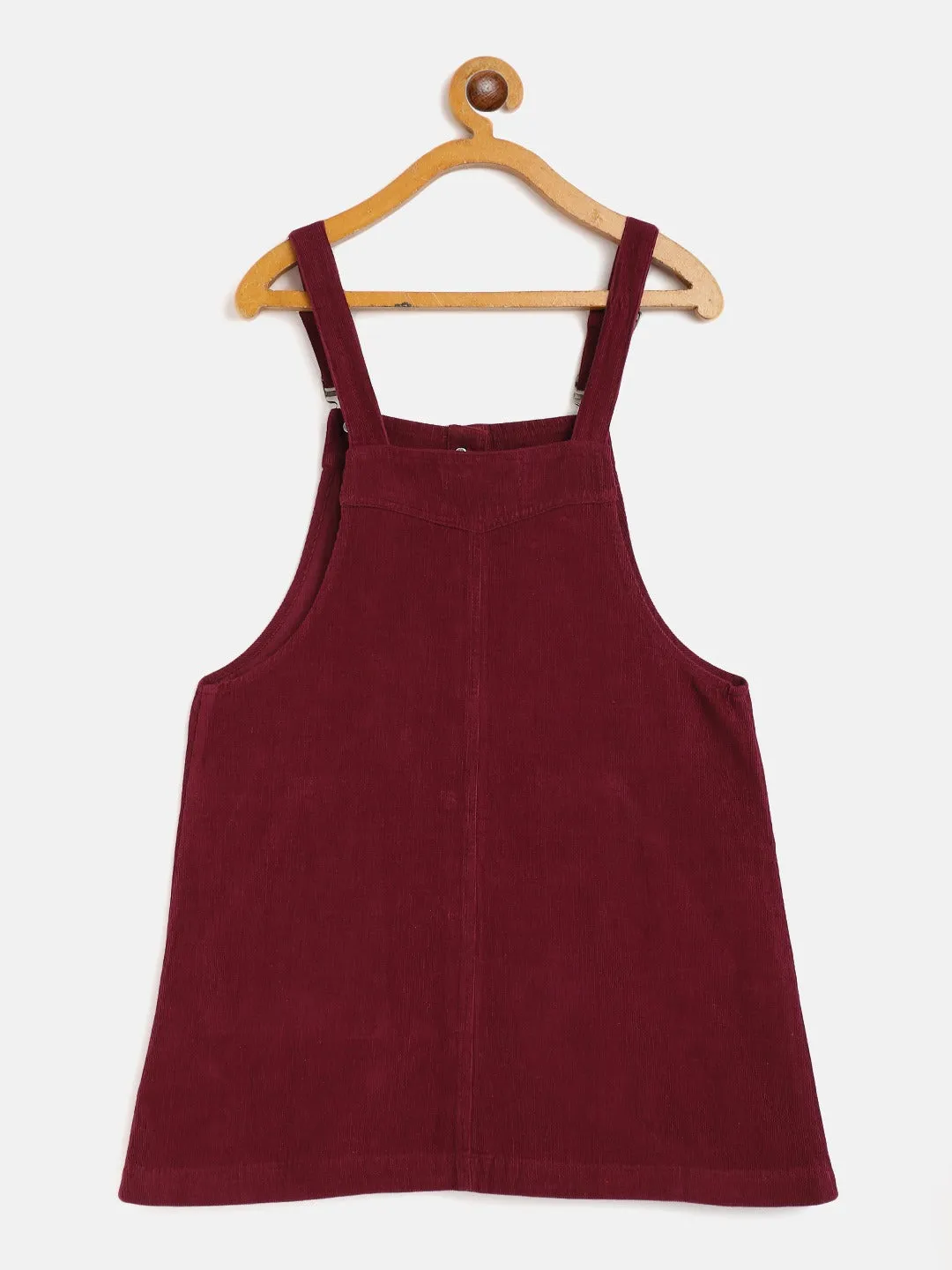 Girls Burgundy Corduroy Pinafore Dress