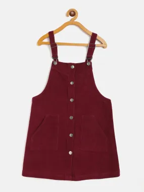 Girls Burgundy Corduroy Pinafore Dress