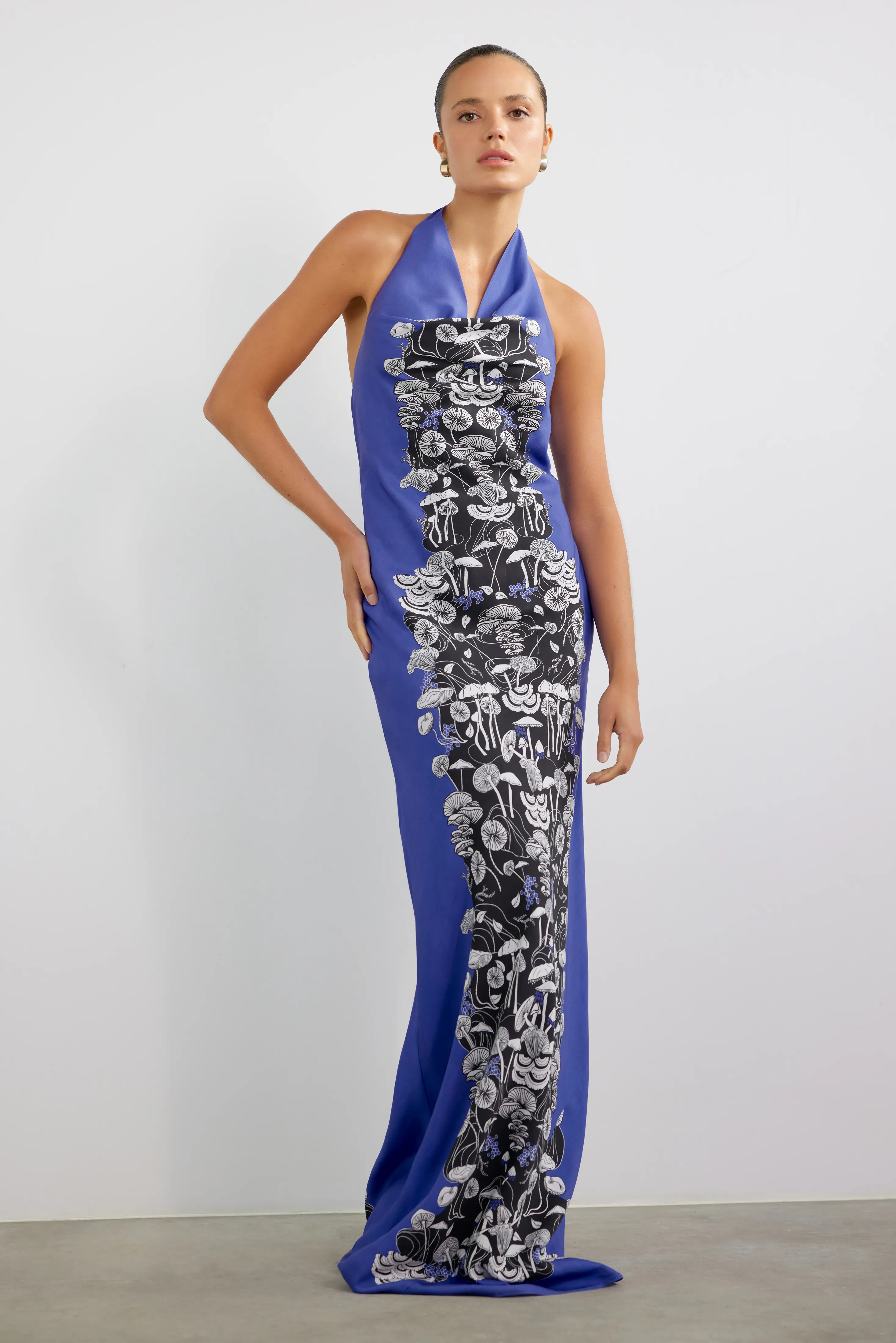 Grounded Halter Dress - Forest Mushroom Print
