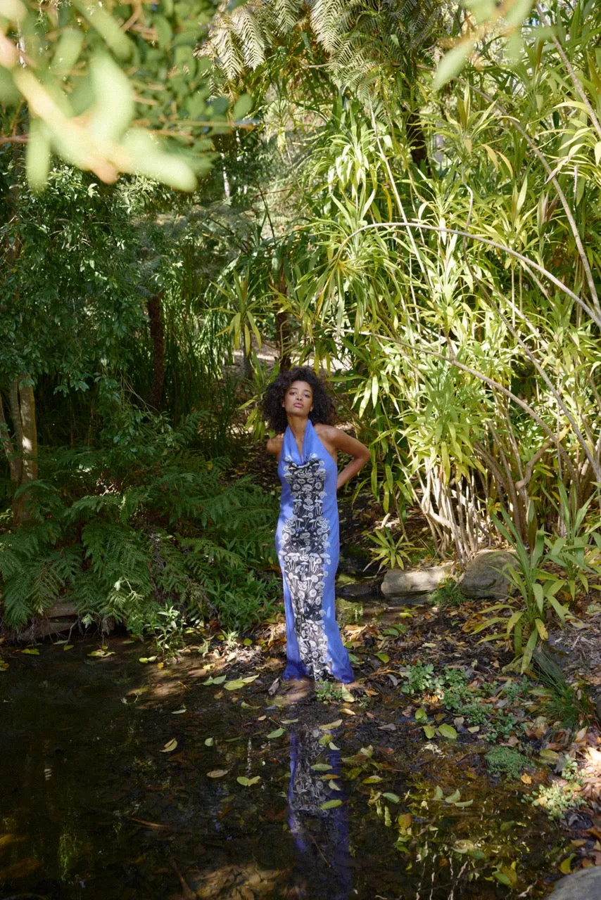 Grounded Halter Dress - Forest Mushroom Print