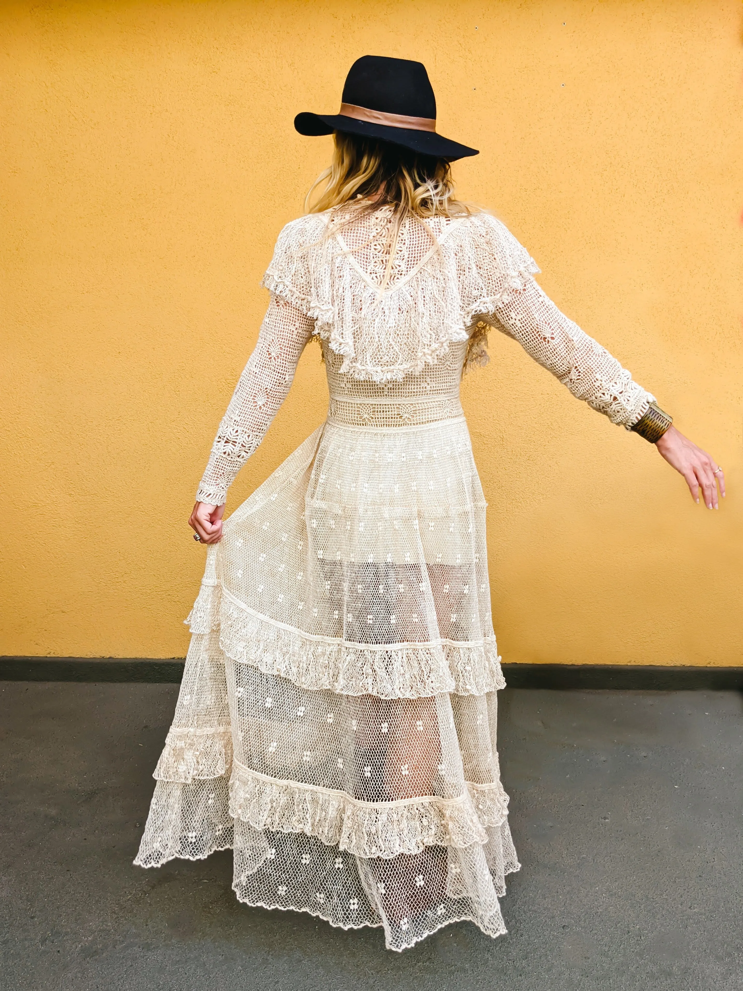 Lim's Original Hand Crocheted Maxi Dress in Natural