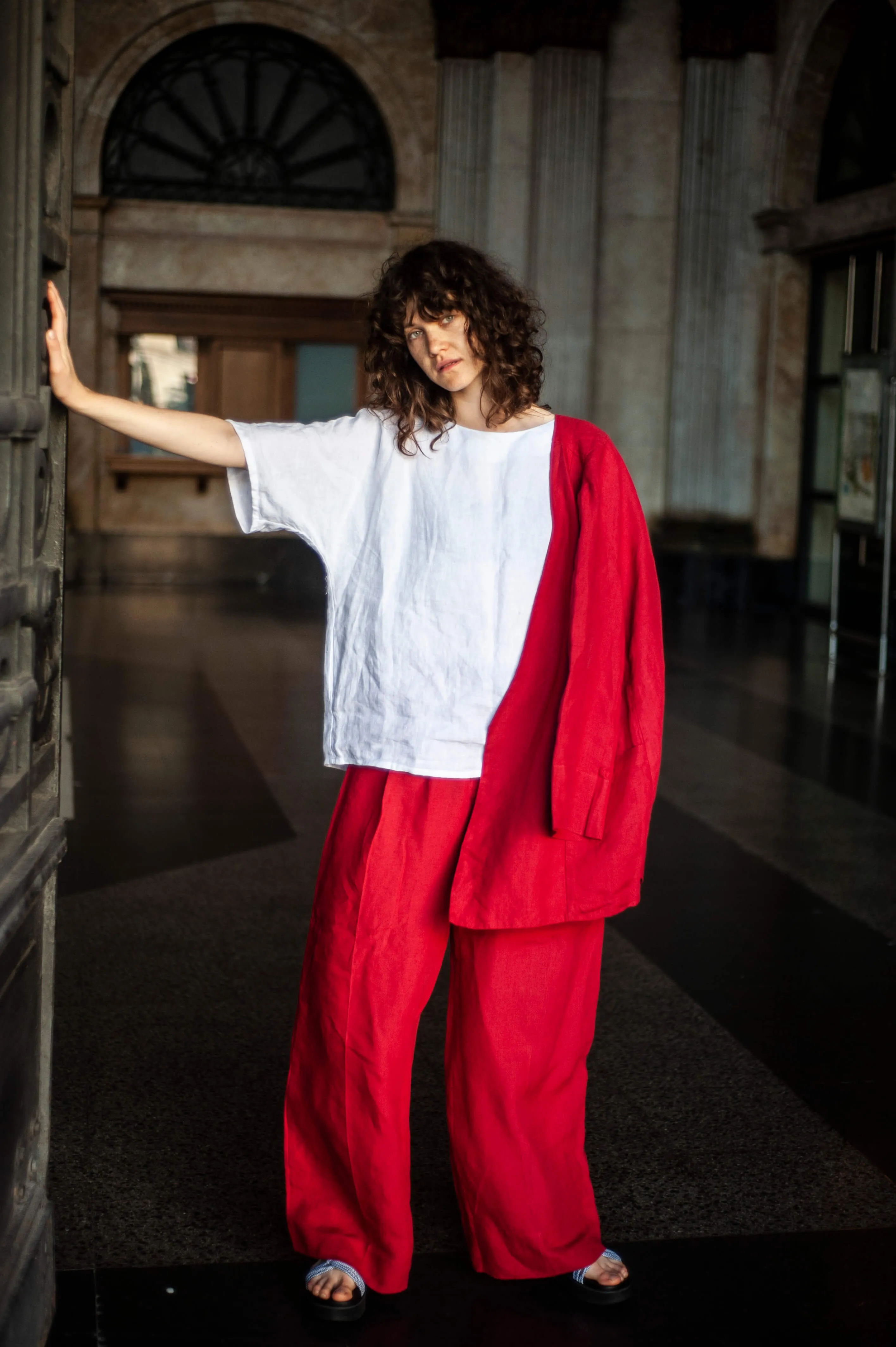 Linen wide leg palazzo trousers URTA for women