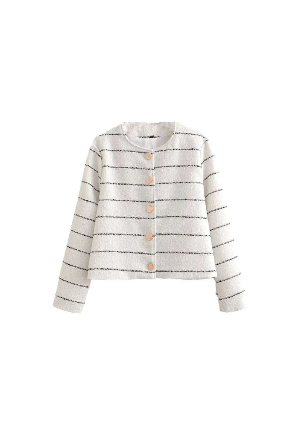 'Lulu' Round-Neck Floral Tweed Jacket