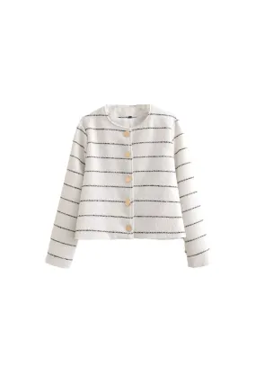 'Lulu' Round-Neck Floral Tweed Jacket