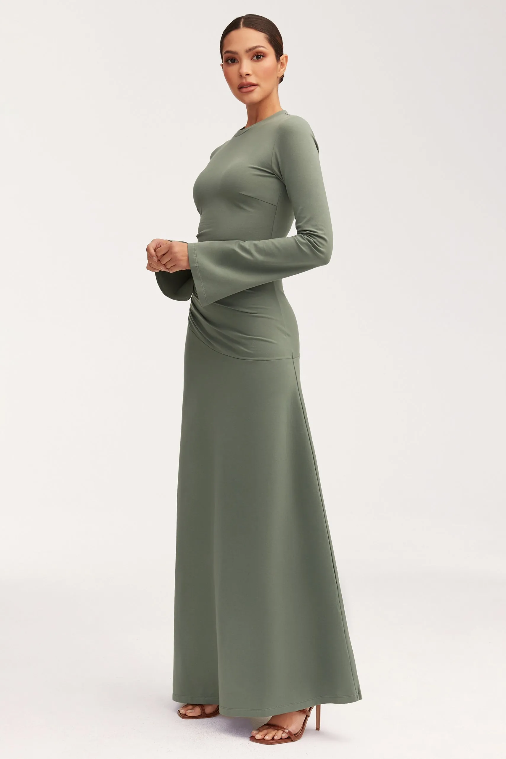 Natalie Rouched Jersey Maxi Dress - Dark Forest