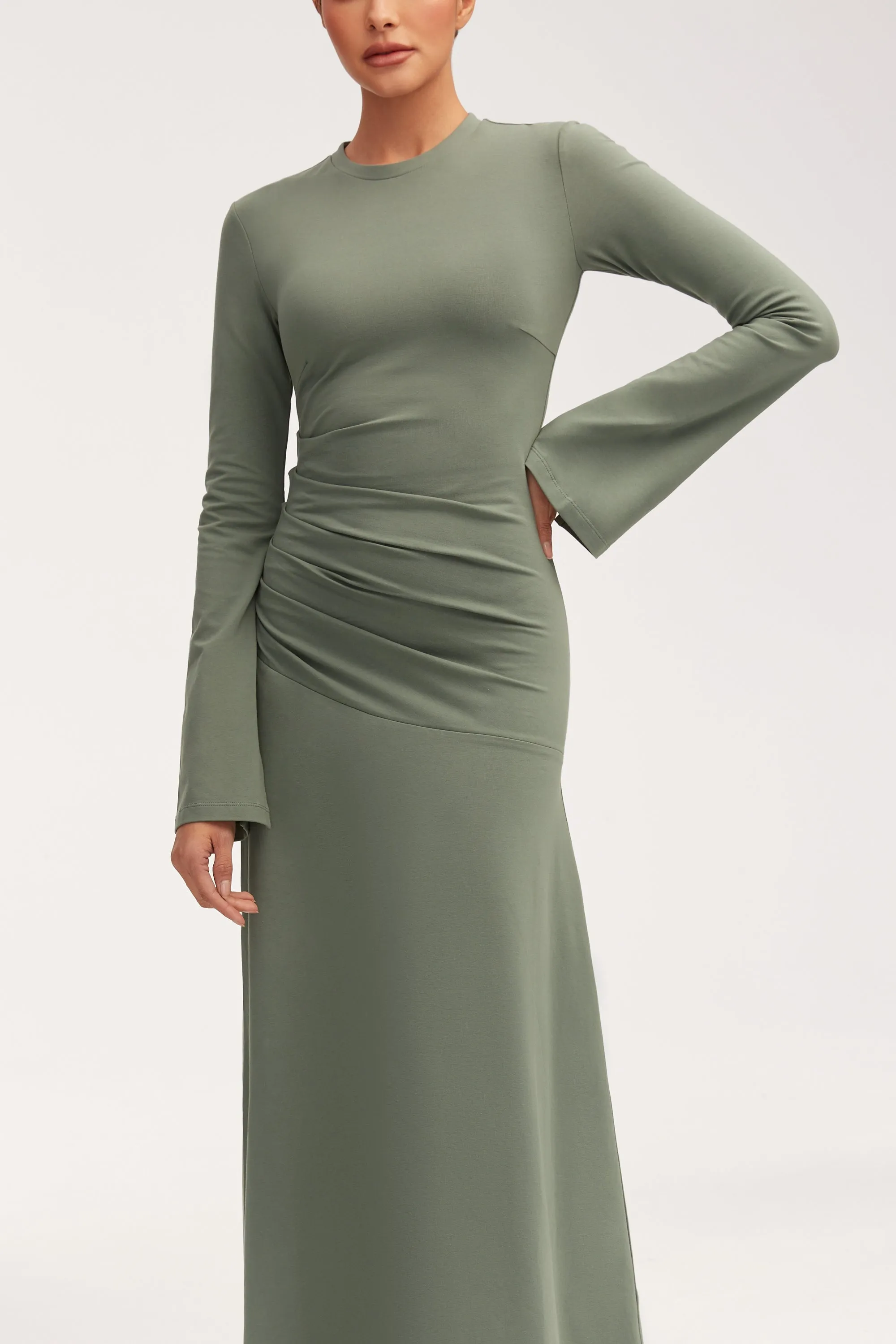 Natalie Rouched Jersey Maxi Dress - Dark Forest