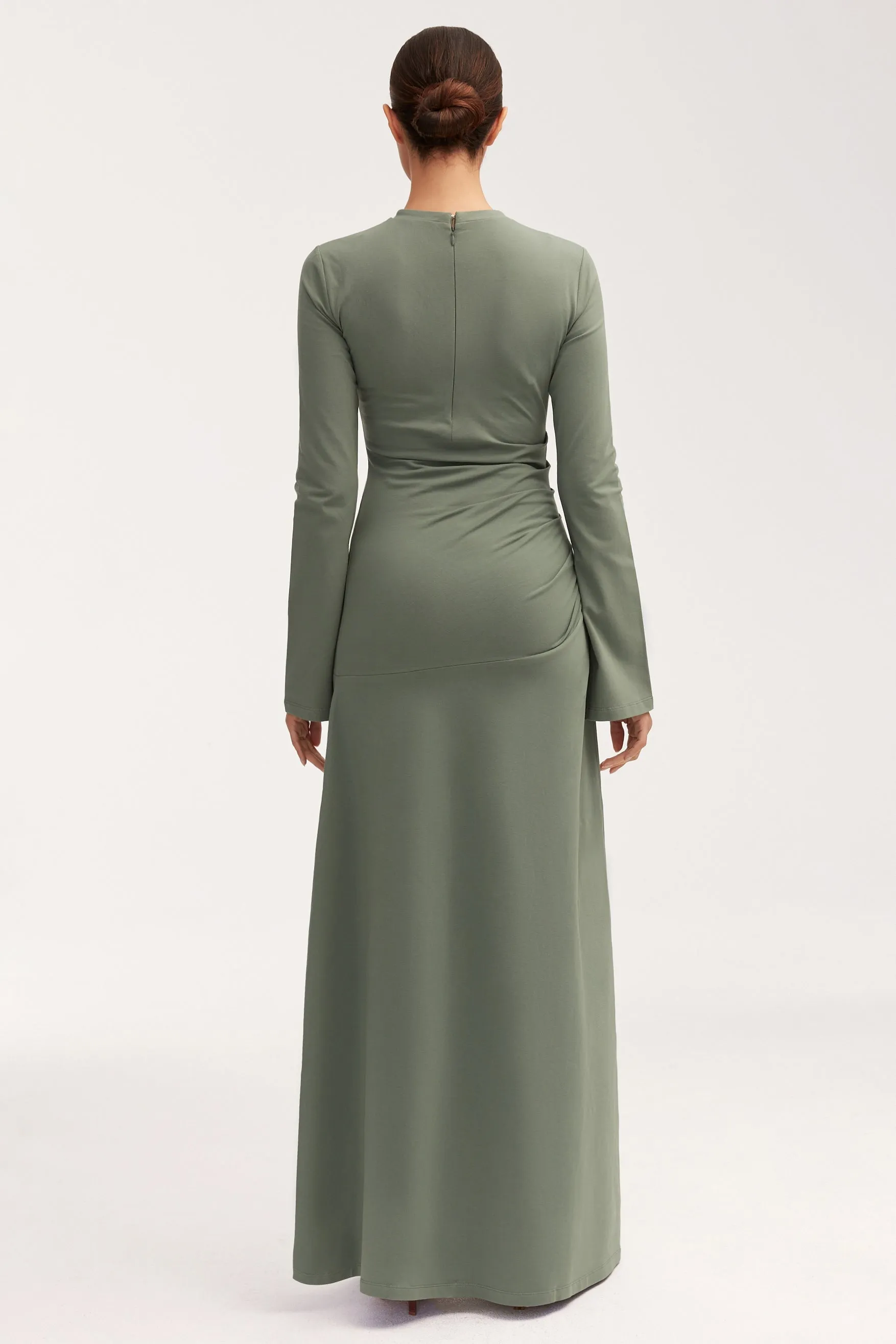 Natalie Rouched Jersey Maxi Dress - Dark Forest