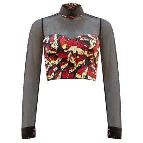 【RED MINIBUS】100% Silk Cheongsam Cropped Top (Regular Fit)