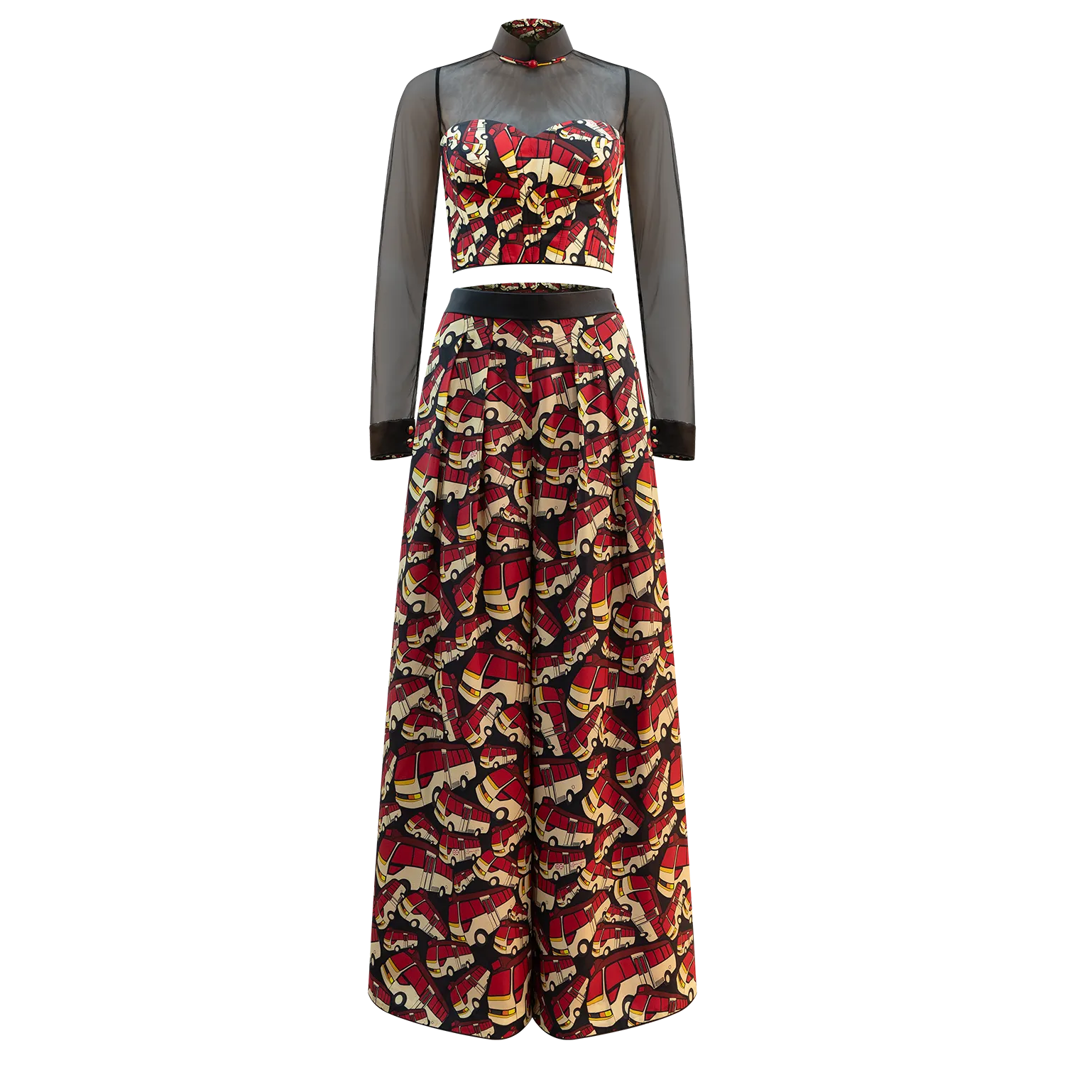 【RED MINIBUS】100% Silk Cheongsam Cropped Top (Regular Fit)