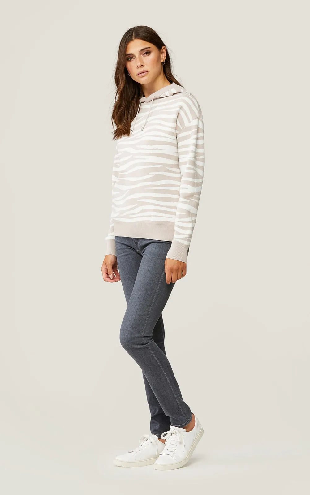 Soia & Kyo - Leila Zebra Print Hoodie in Pearl-Off White