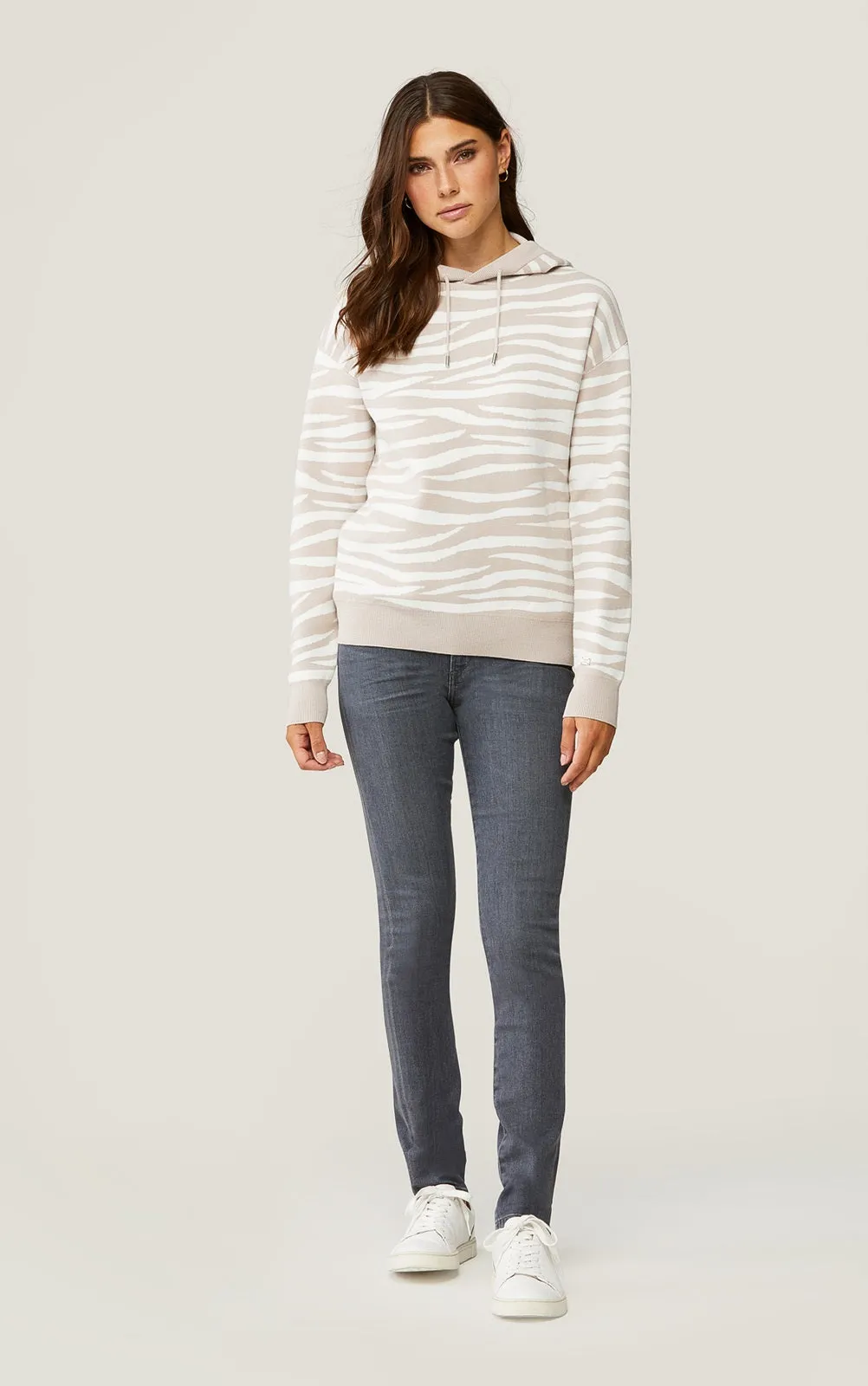Soia & Kyo - Leila Zebra Print Hoodie in Pearl-Off White