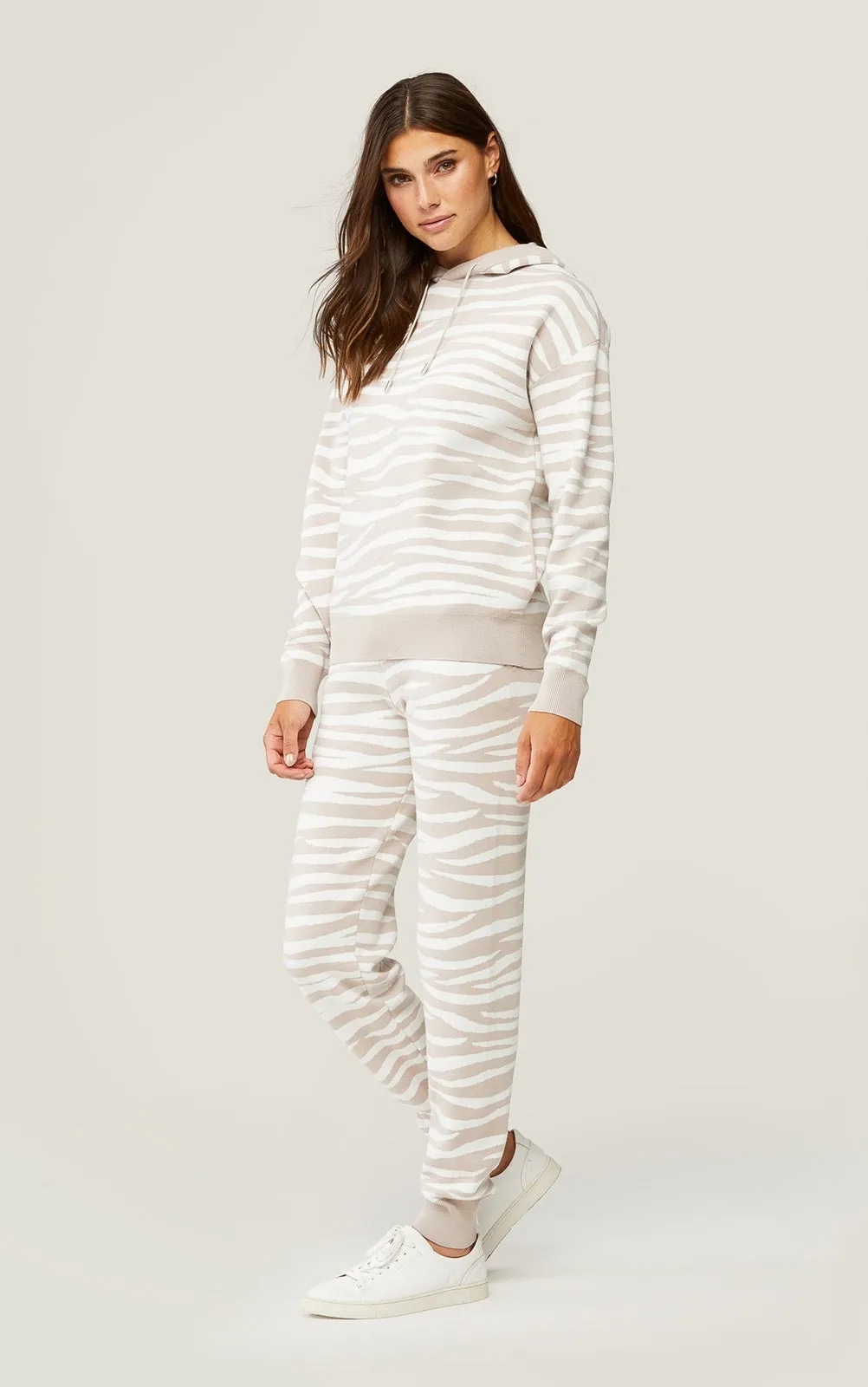 Soia & Kyo - Leila Zebra Print Hoodie in Pearl-Off White