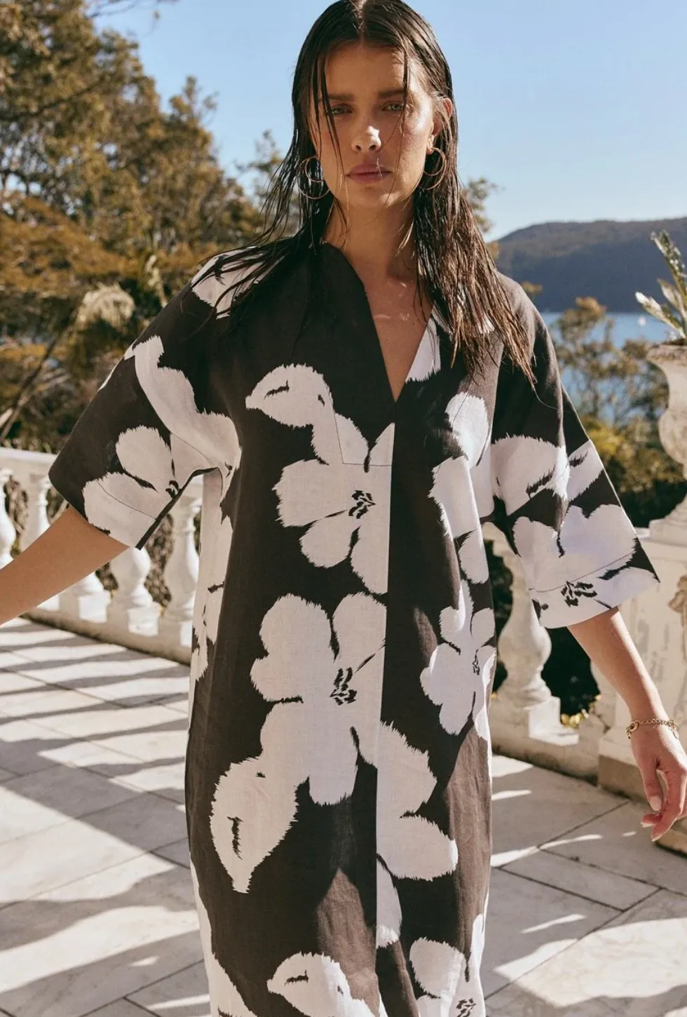 TULUM MAXI DRESS - CHARCOAL BLOOM