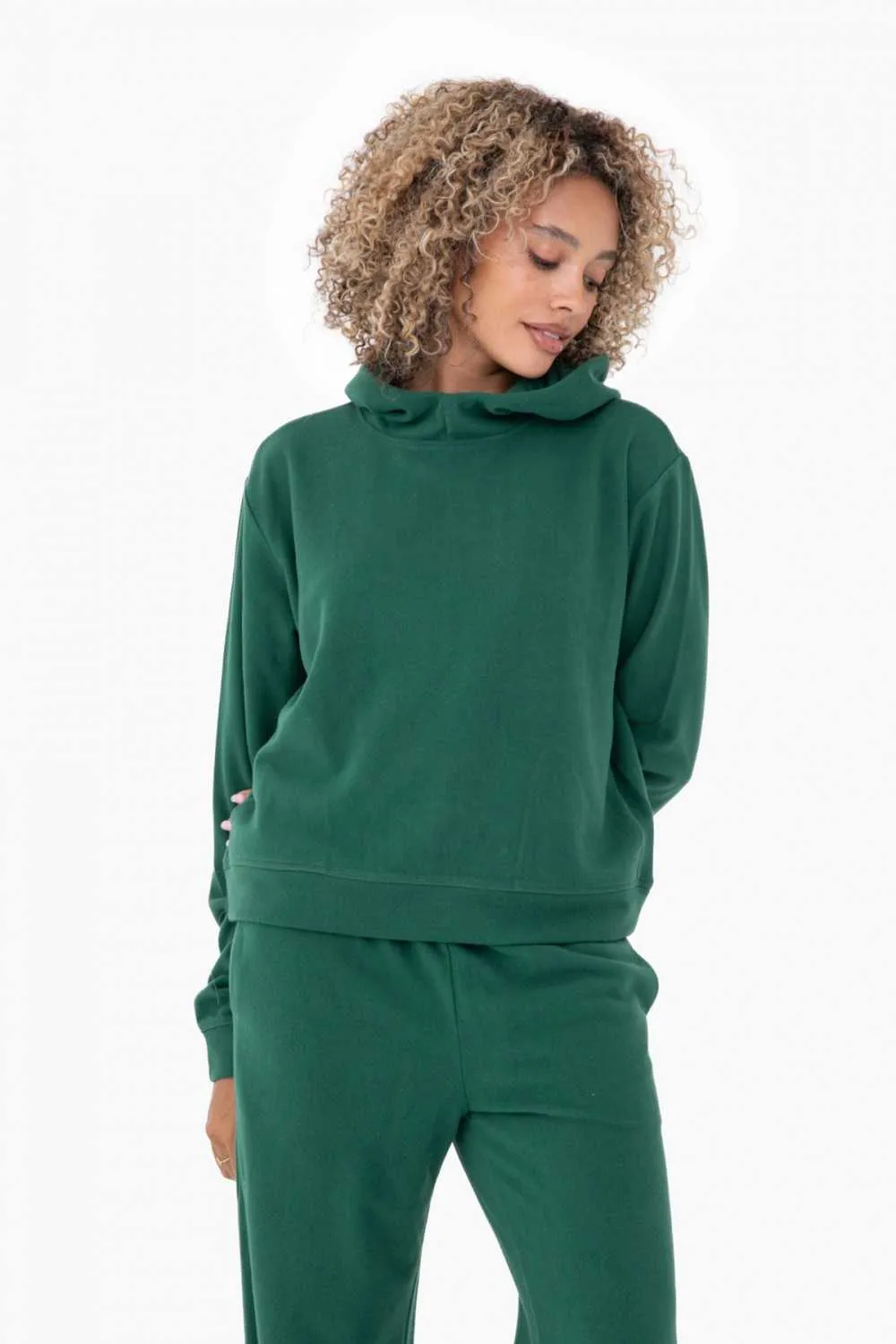 Women's Mono B | Comfort Blend Fleece Hoodie Pullover | Hunter Green